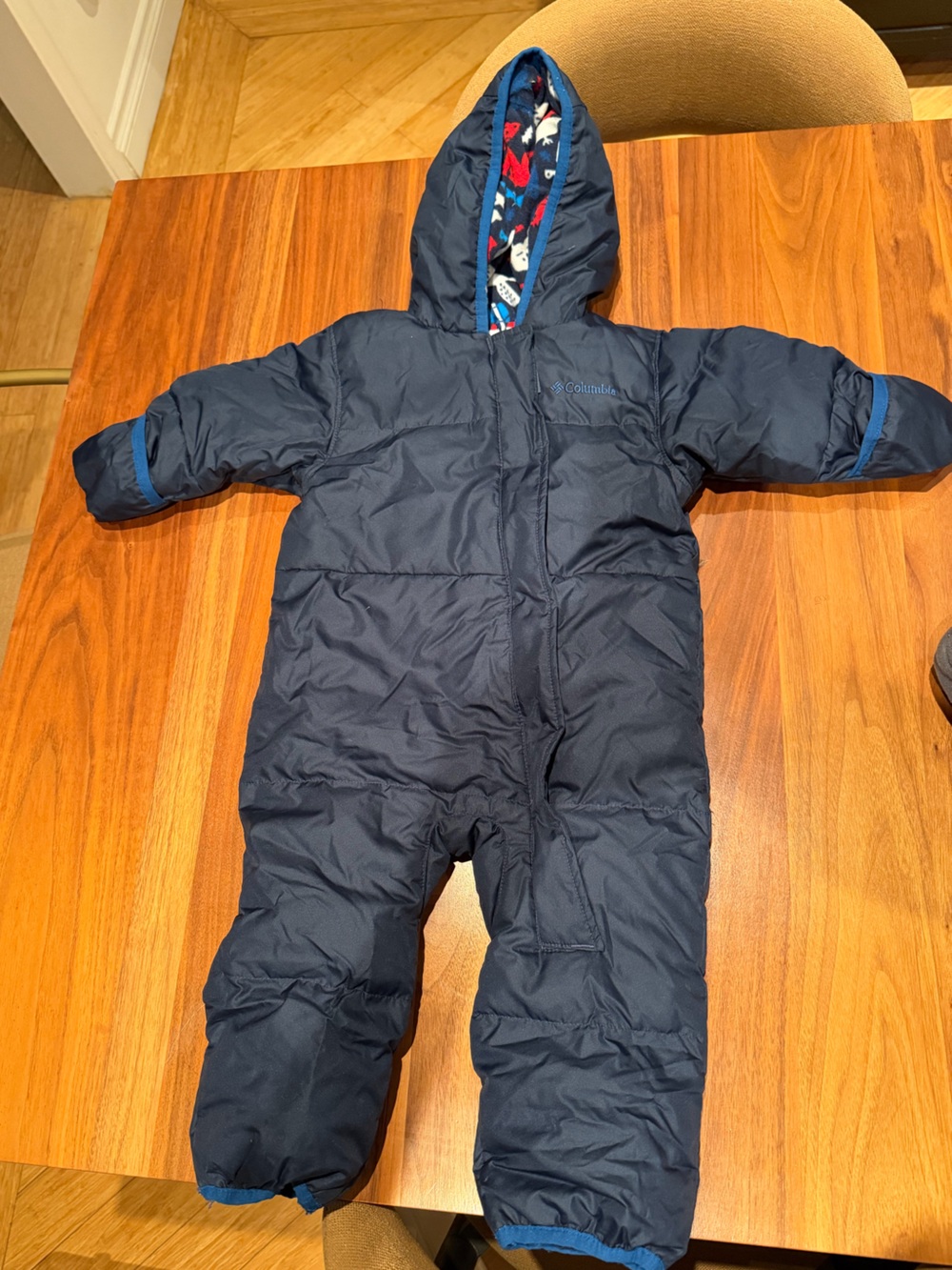 Columbia Navy Blue Infant Snowsuit with Printed Hood Trim